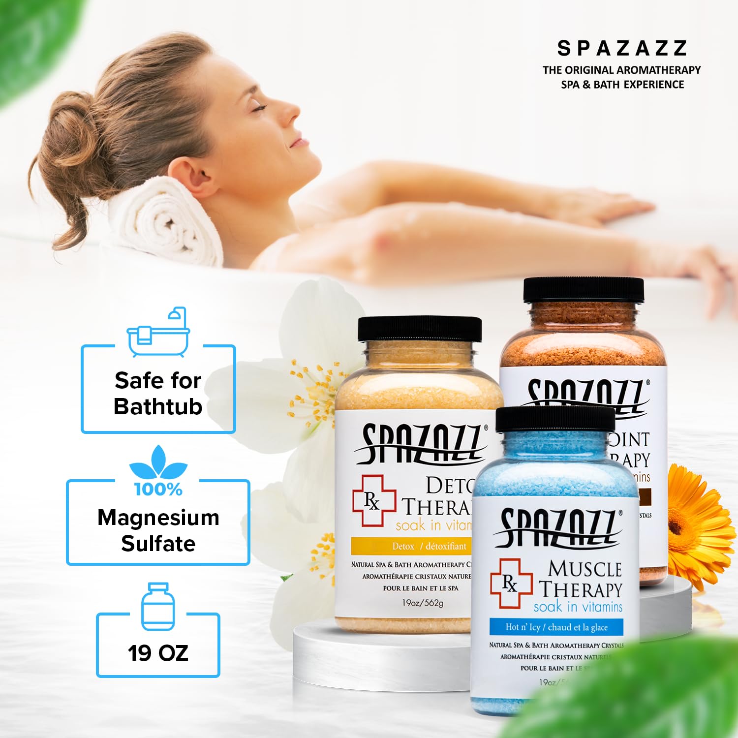 Ingredientes naturales de Spazazz RX Muscle Detox para ritual aromático