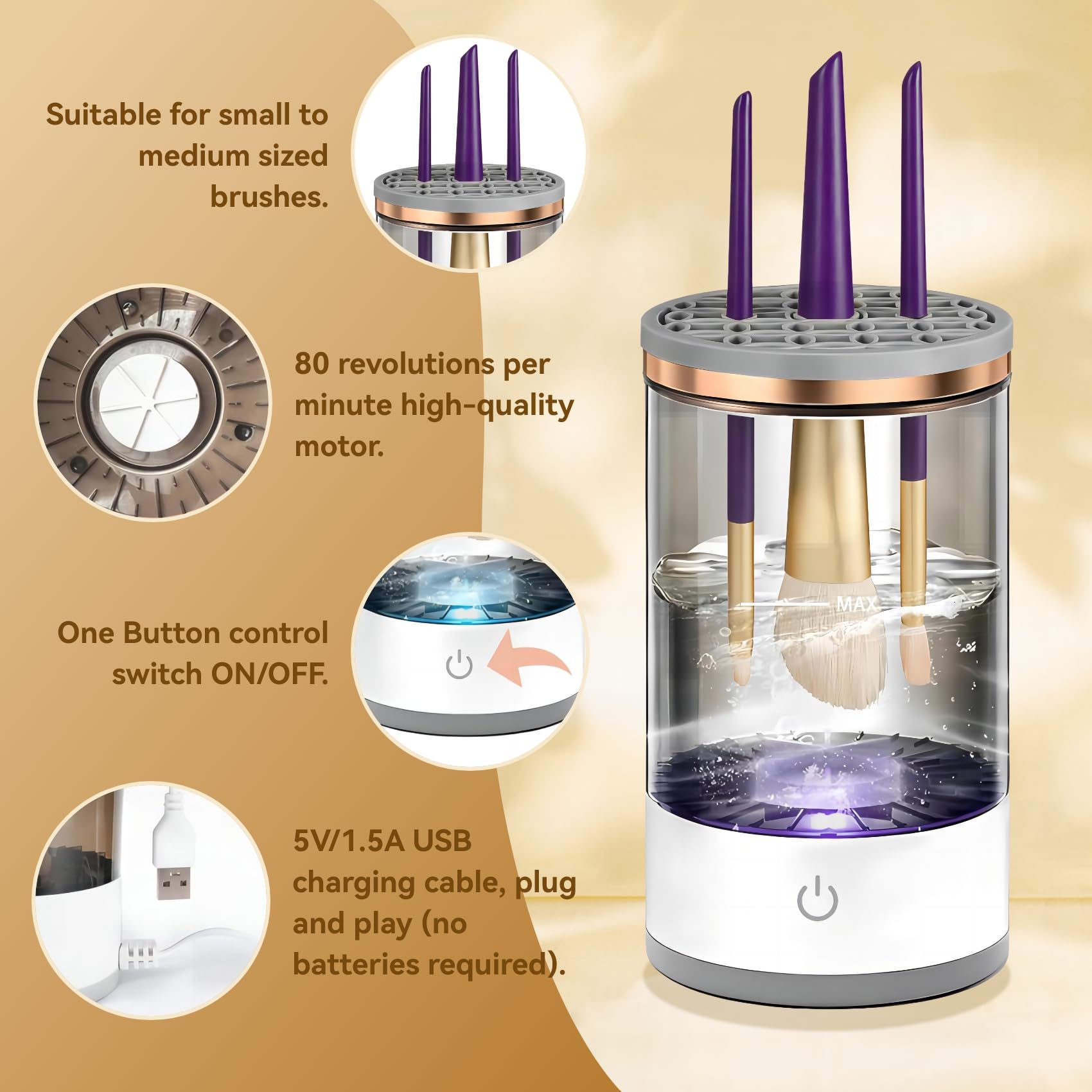 SPECIALISTTRIAN motor 7000RPM para limpieza profunda de fibras de brochas.
