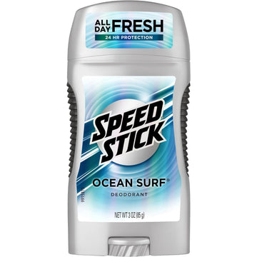 Speed Stick Desodorante Sólido Ocean Surf, frente, protección duradera sin residuo blanco.