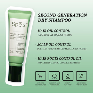 Absorcion de aceite de cuero cabelludo y cabello con Spes, sensacion ligera.