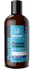 Sphagnum Botanicals Psoriasis Shampoo botella con ácido salicílico, alivio calmante para el cuero cabelludo