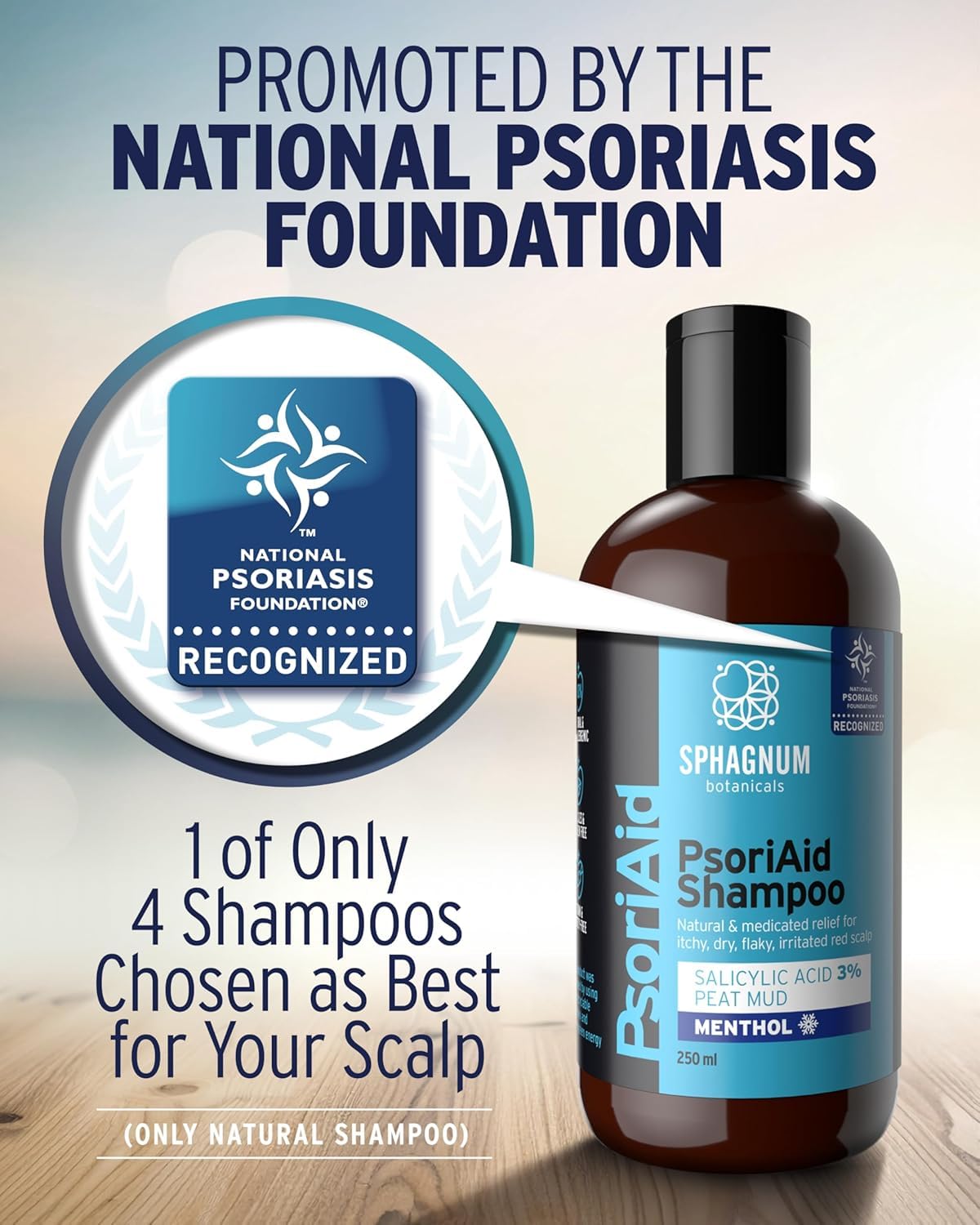 Sphagnum Botanicals Psoriasis Shampoo, lodo de turba terapéutico, cuidado suave para la piel cabelluda