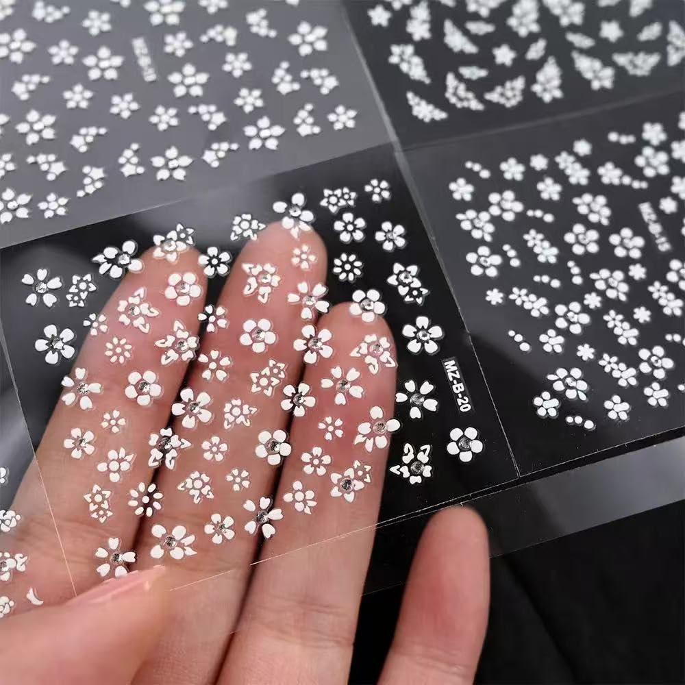 SPLOCUDU diseños uñas flor blanca con efecto 3D