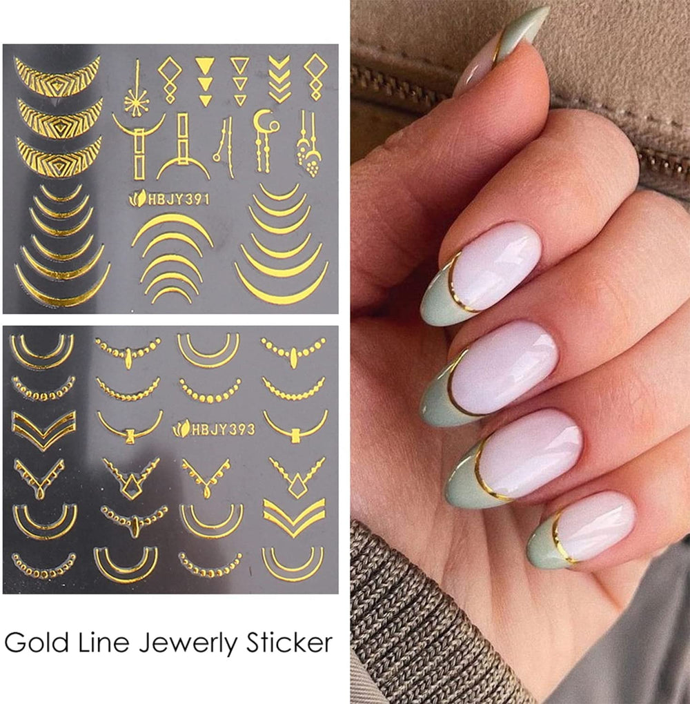 SPLOCUDU lineas geometricas doradas para uñas, estilo moderno.