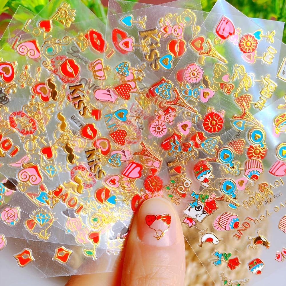 SPLOCUDU corazones dorados en uñas, brillo sutil y chic
