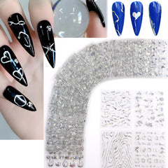 SPLOCUDU pegatinas para uñas con líneas plateadas para un diseño elegante.