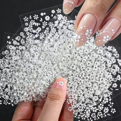 SPLOCUDU pegatinas para uñas con flores blancas, fáciles de aplicar