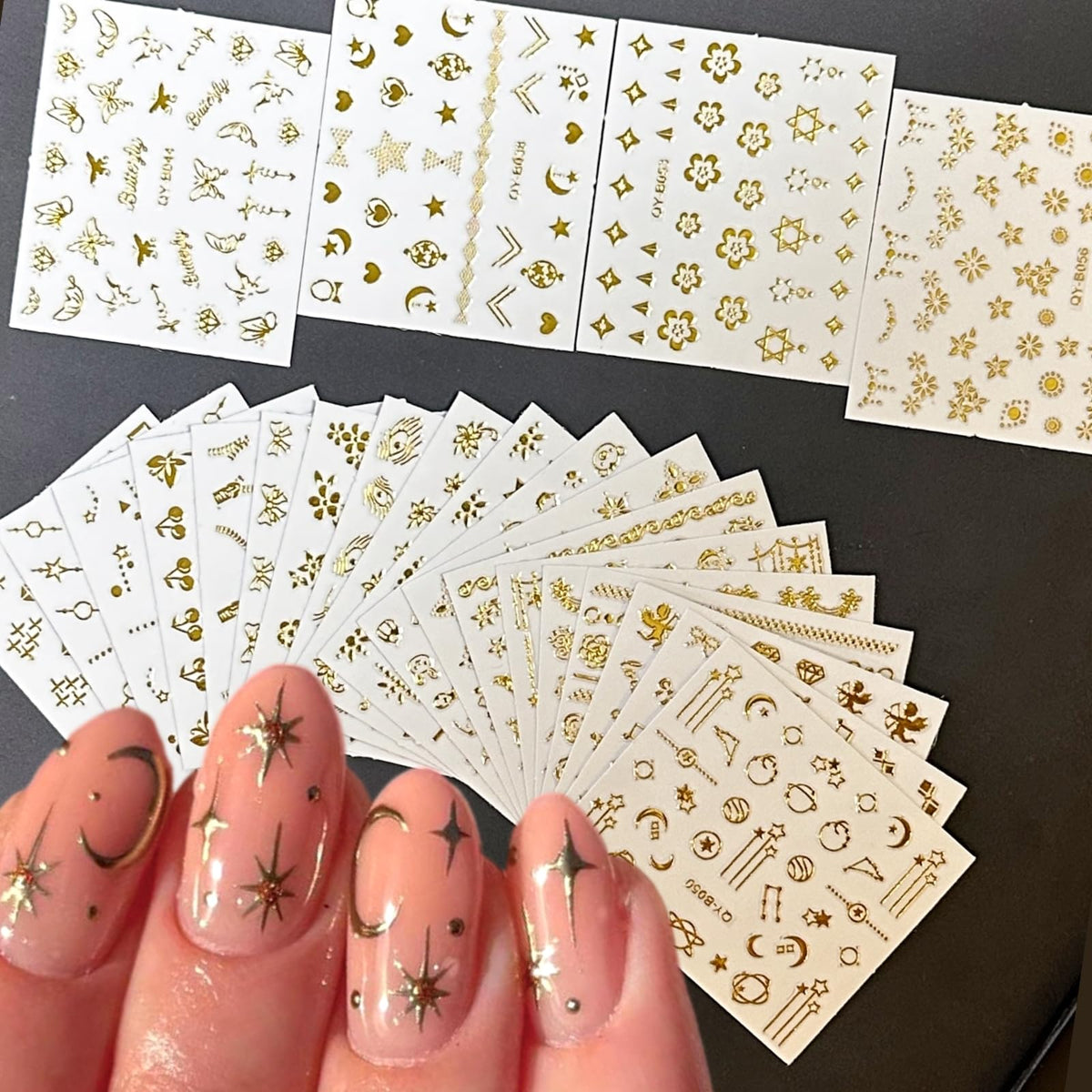 SPLOCUDU pegatinas de uñas oro flor para un diseño elegante y duradero