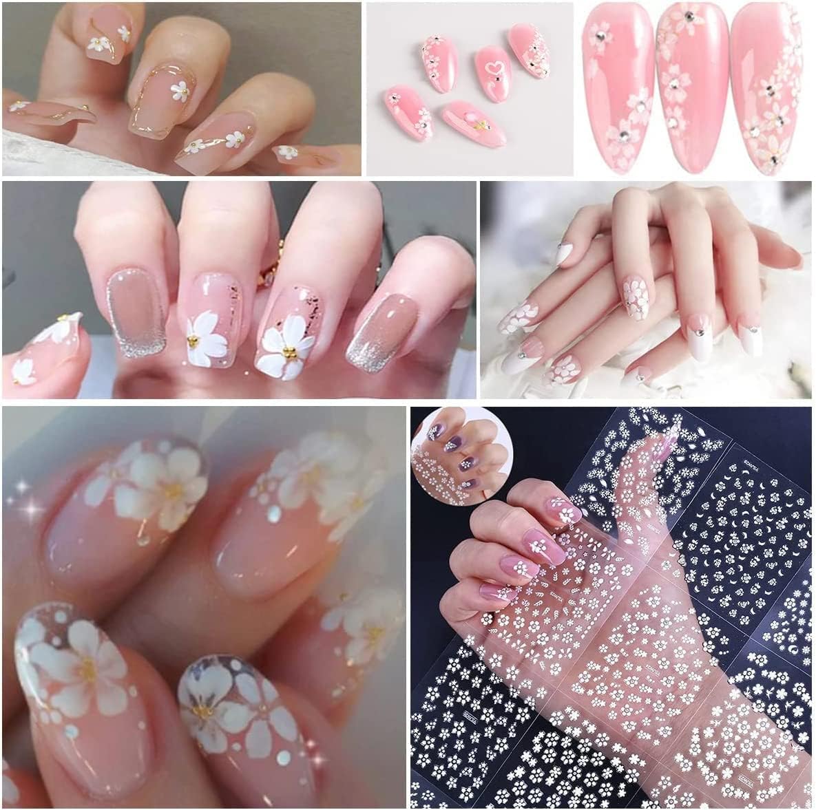 SPLOCUDU conjunto de 30 hojas flor blanca para uñas