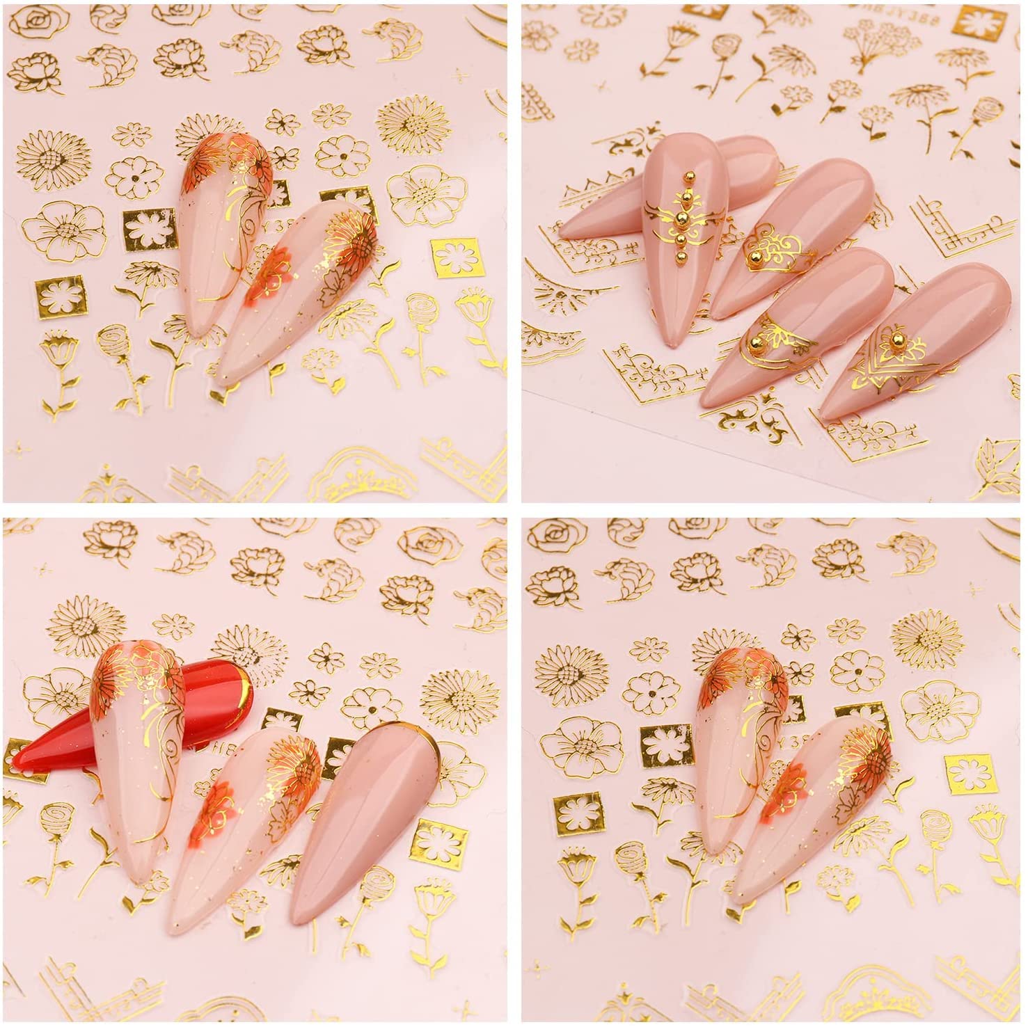 SPLOCUDU set de 12 estilos dorados para uñas.
