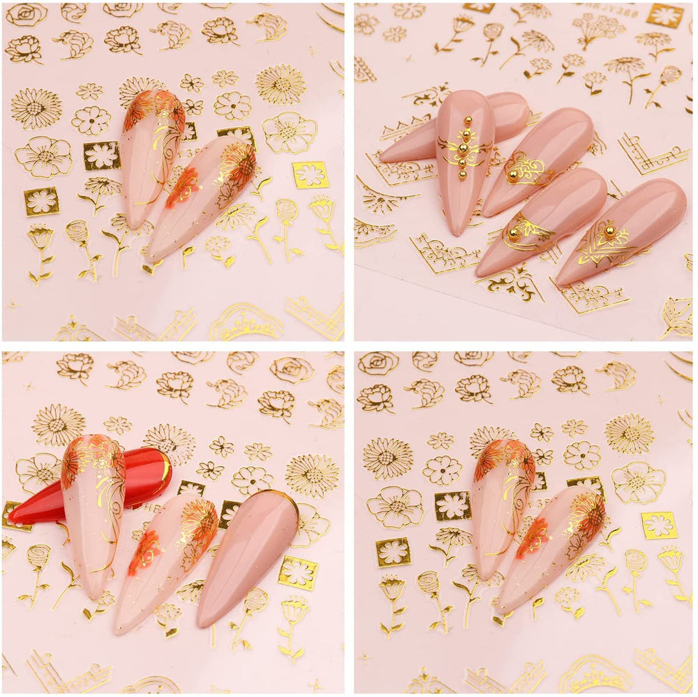 SPLOCUDU set de 12 estilos dorados para uñas.