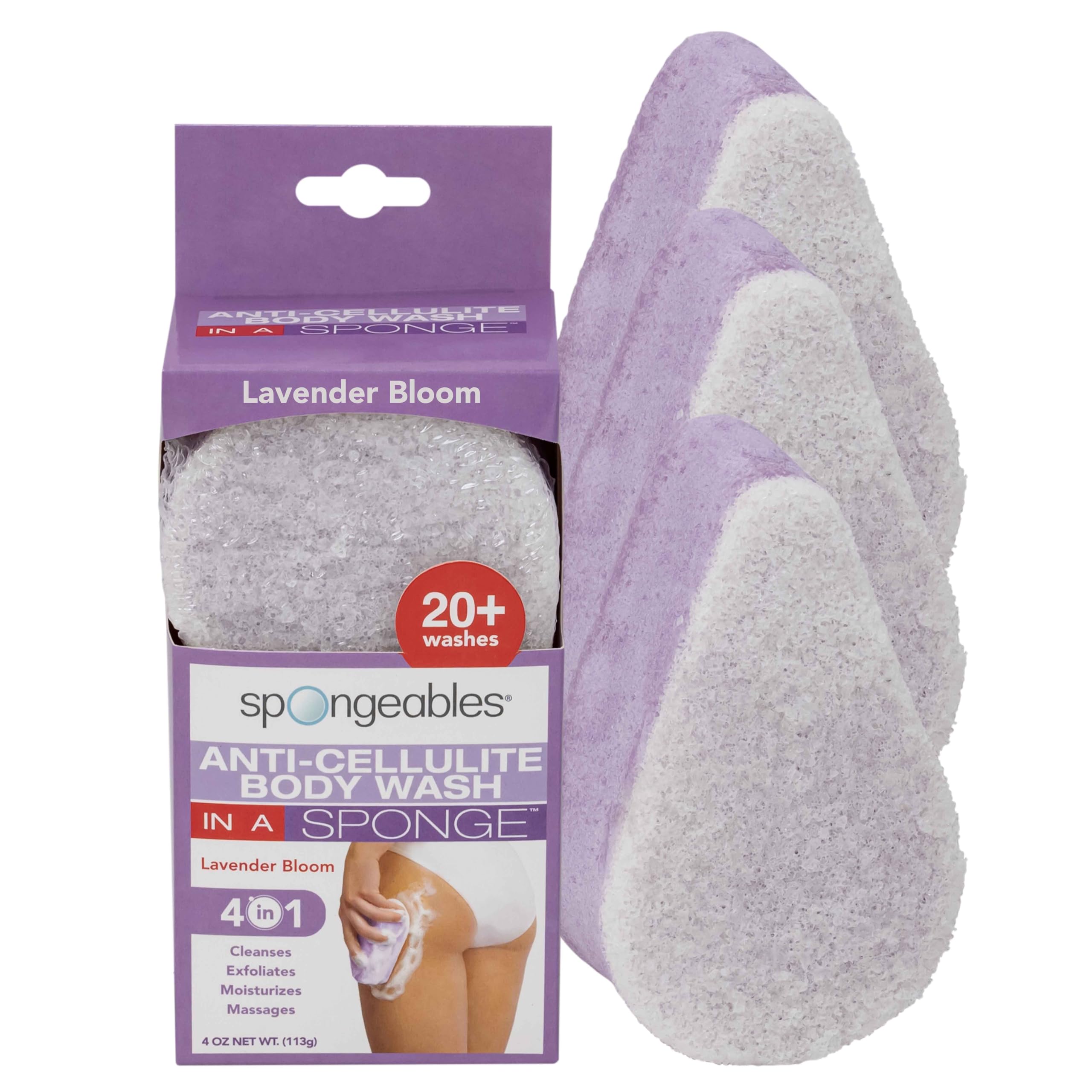 Esponja Spongeables con doble textura lavanda para exfoliar e hidratar la piel