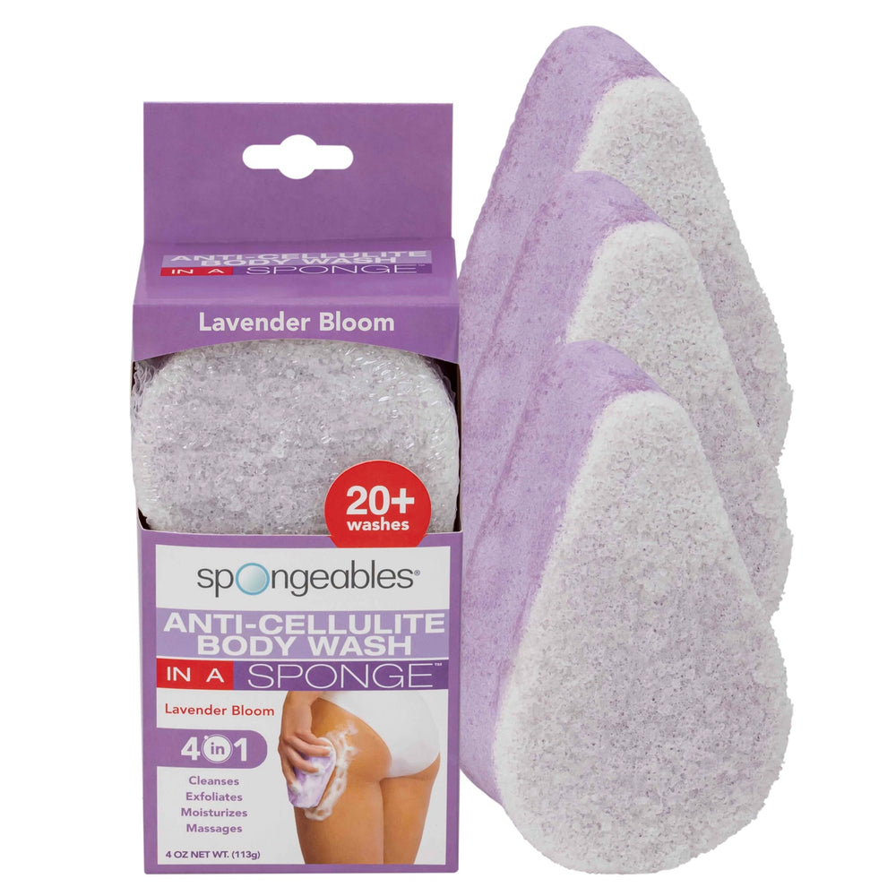 Esponja Spongeables con doble textura lavanda para exfoliar e hidratar la piel