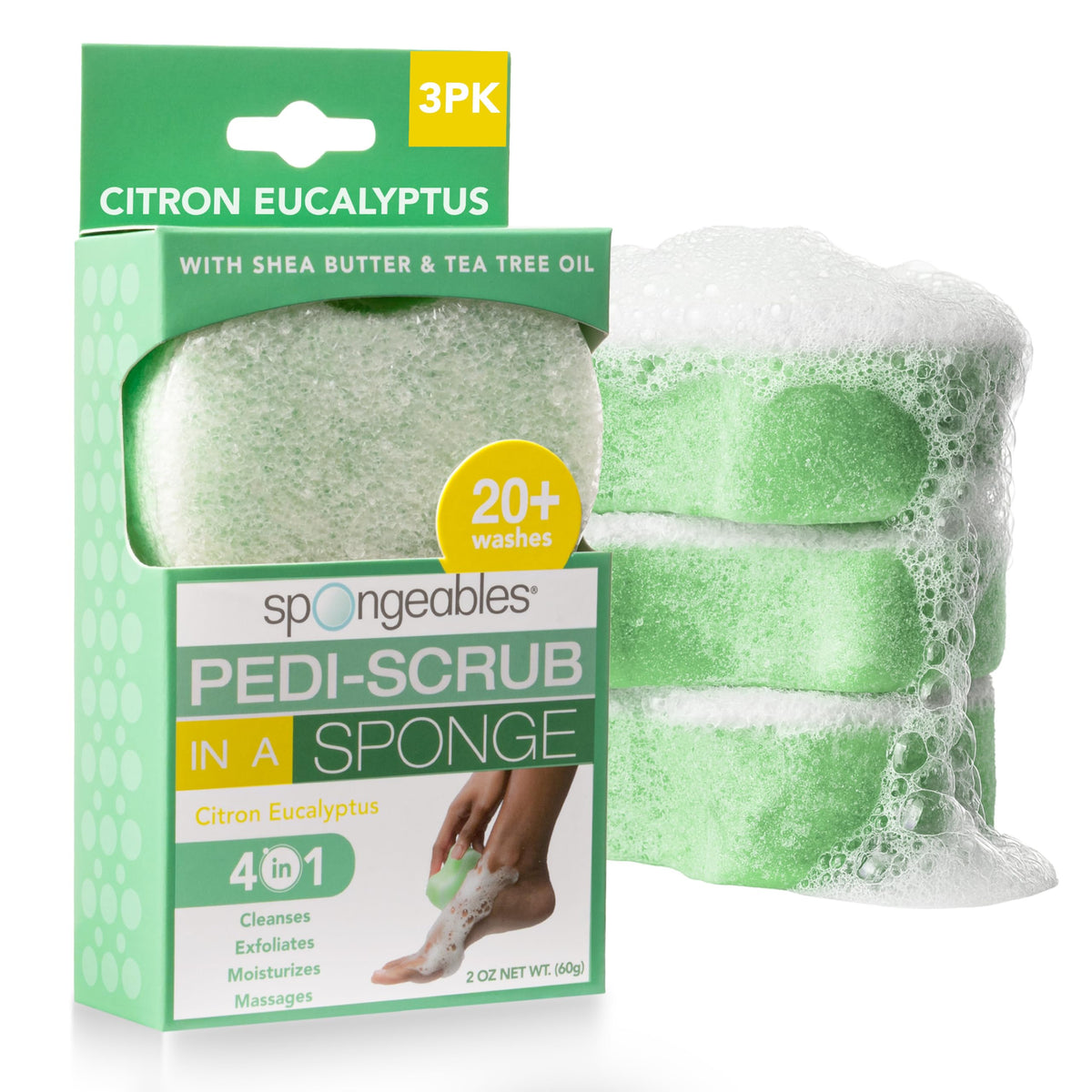 Spongeables exfoliante para pies esponja limon eucalipto para uso diario