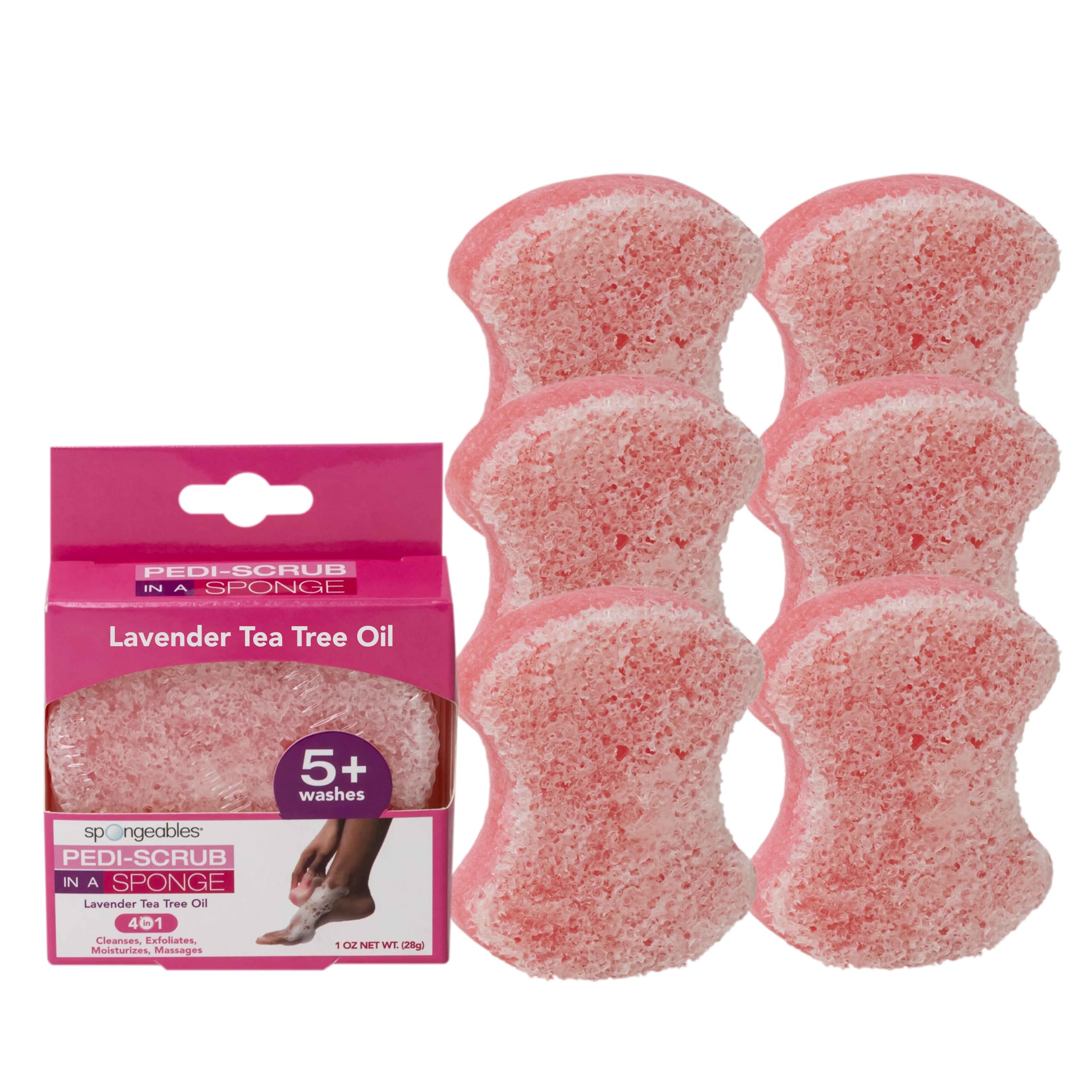 Spongeables Pedi Scrub Lavanda empaquetado, regalo ideal para cuidado de pies en casa.