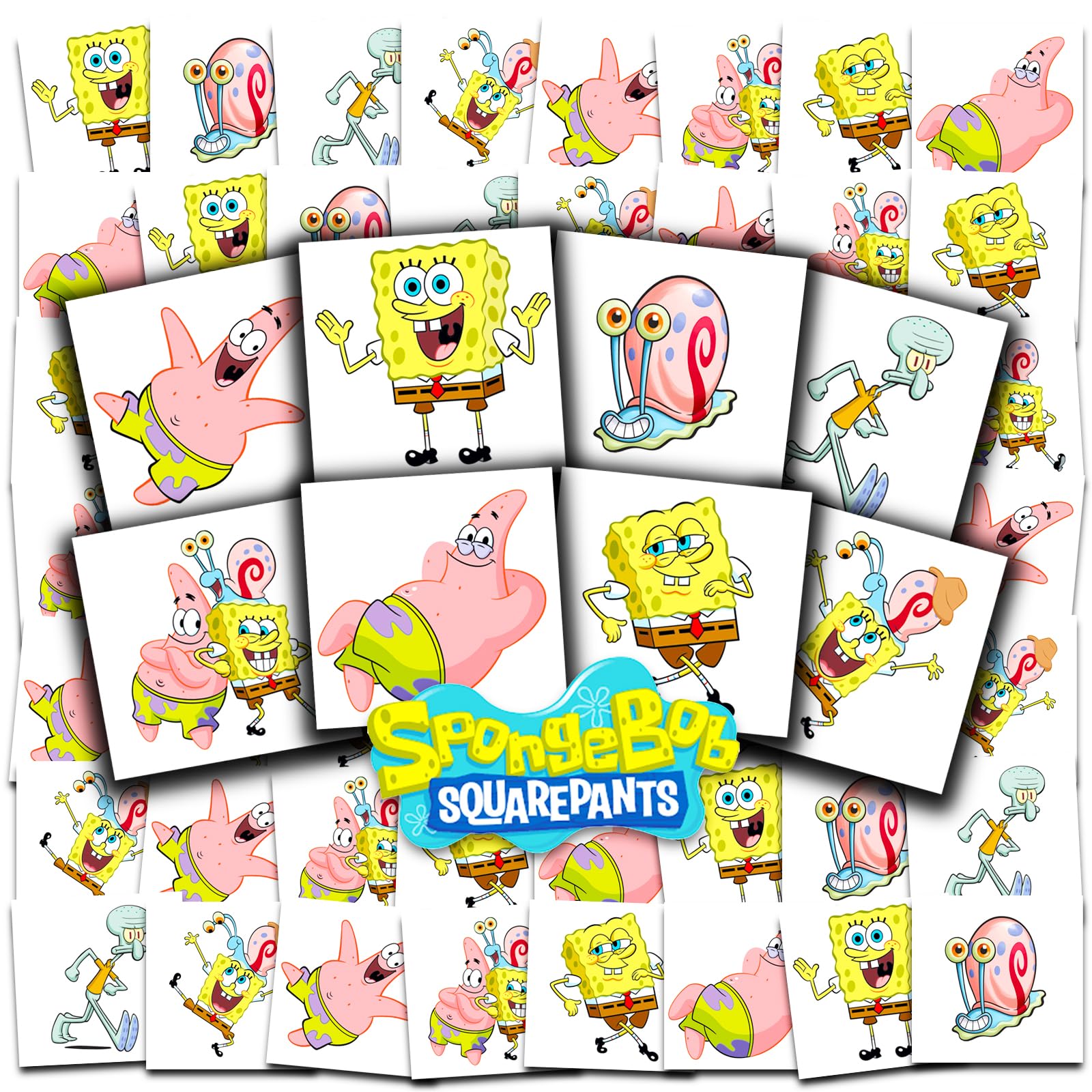 Tatuajes SpongeBob paquete 70, para fiestas rápidas y divertidas.