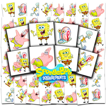 Tatuajes SpongeBob paquete 70, para fiestas rápidas y divertidas.
