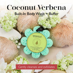 SPONGELLÉ Coco Verbena Flor Silvestre: textura exfoliante visible para una limpieza suave.