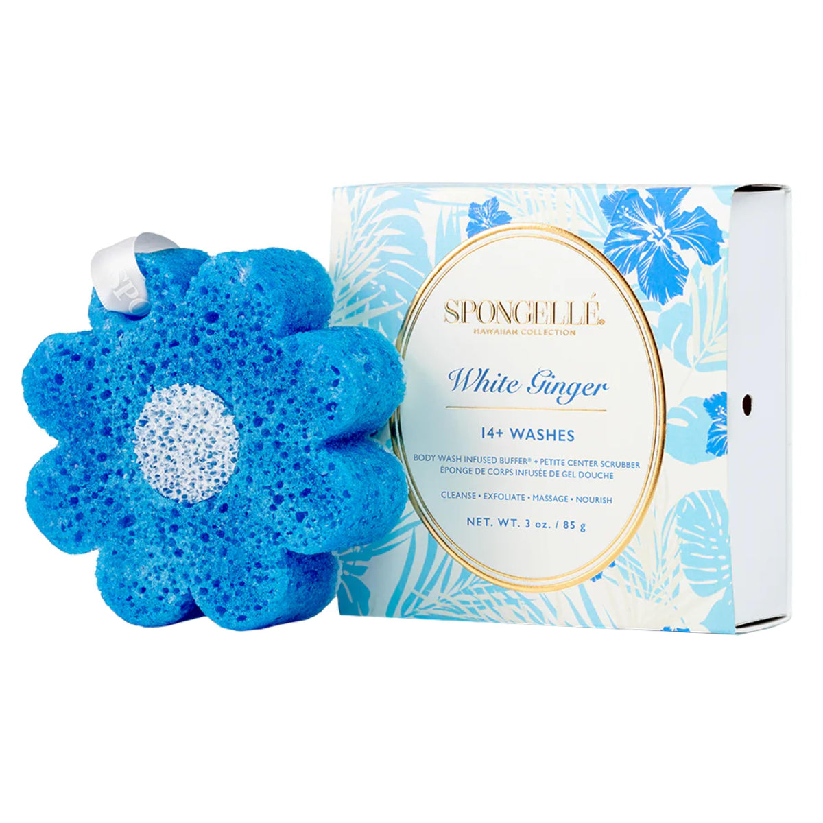 SPONGELLÉ jengibre blanco hawaiano buffer: exfoliación suave para piel radiante.