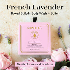SPONGELLÉ con gel de baño infusionado de lavanda, ducha aromática y práctica.