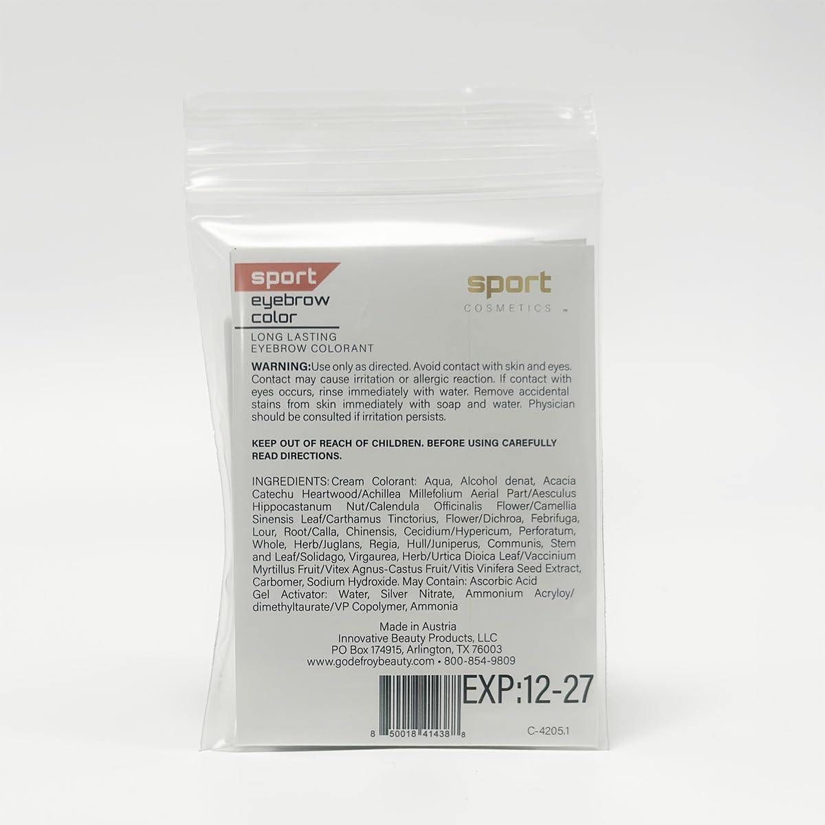 Sport Cosmetics Aplicación Cejas Kit Marrón Claro primer plano, uso sencillo.