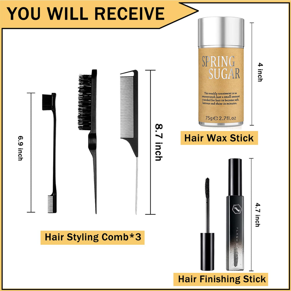 SPRINGSUGAR barra de cera para cabello en acción, control sólido durante todo el día.