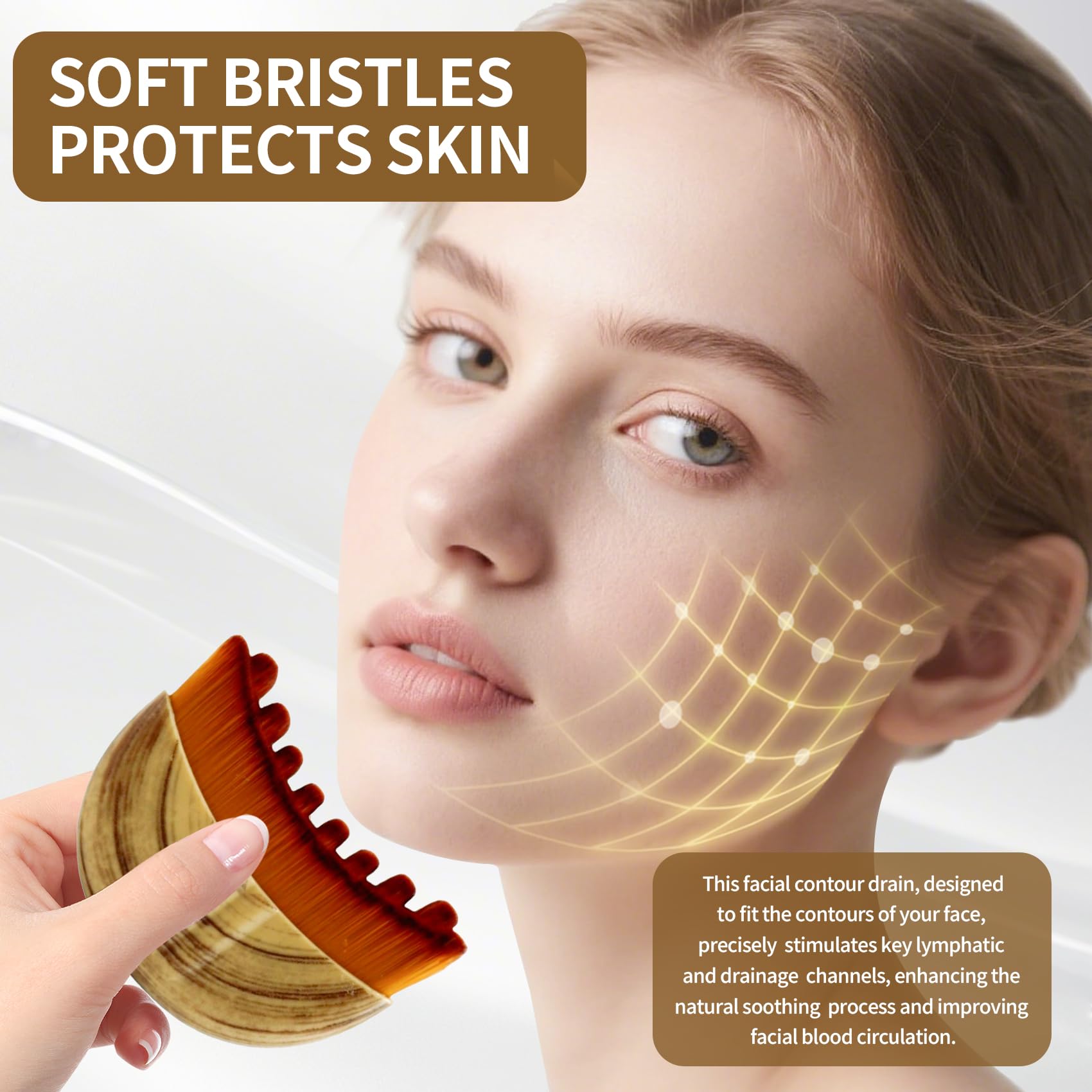 Sprsum cepillo con diseño de contorno linfatico para rostro y cuello.