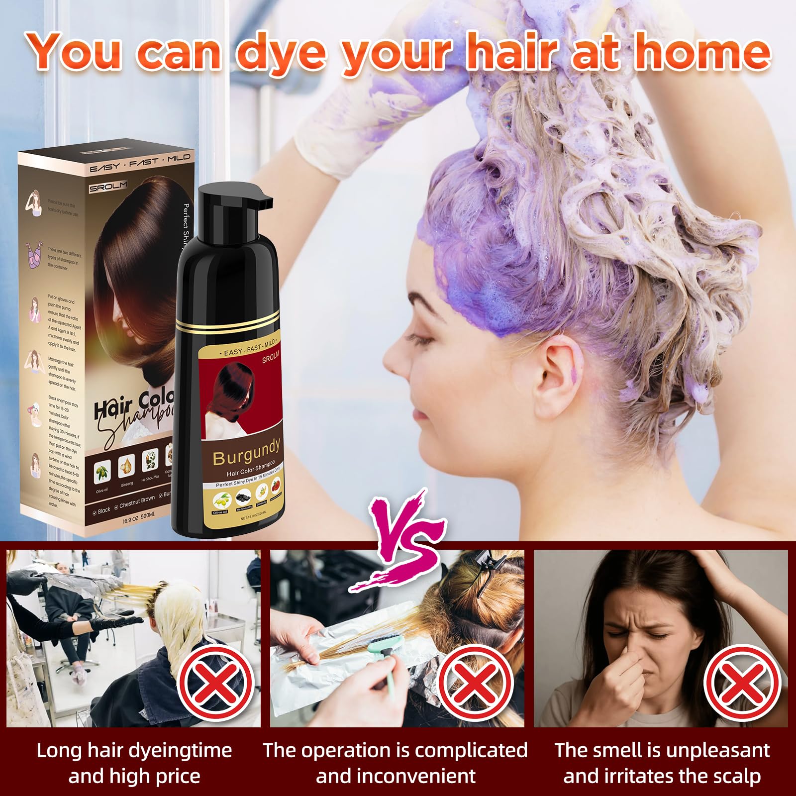 SROLM cabello burgundy color: tono vibrante y natural