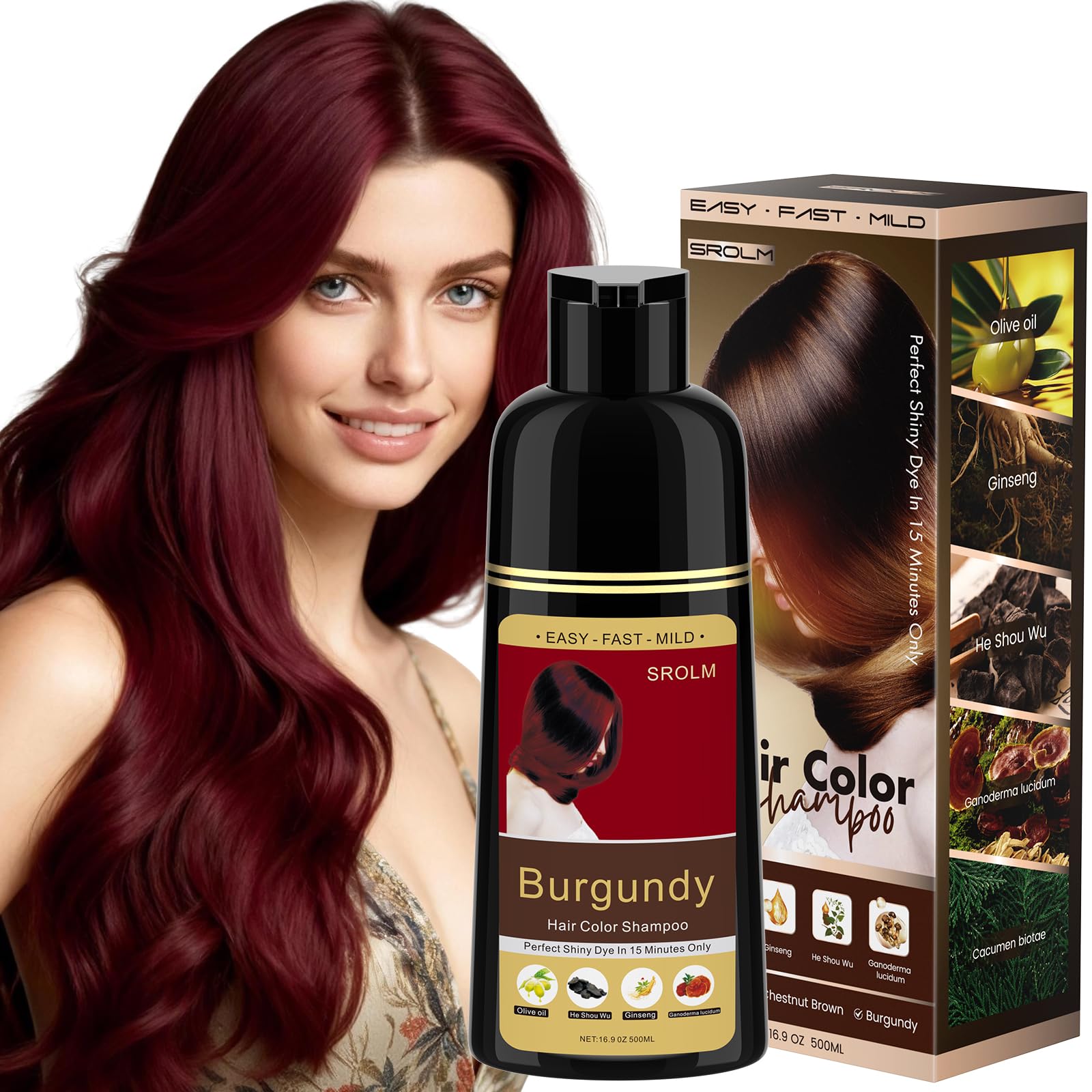 SROLM champú-tinte botella: color natural y cobertura suave para canas