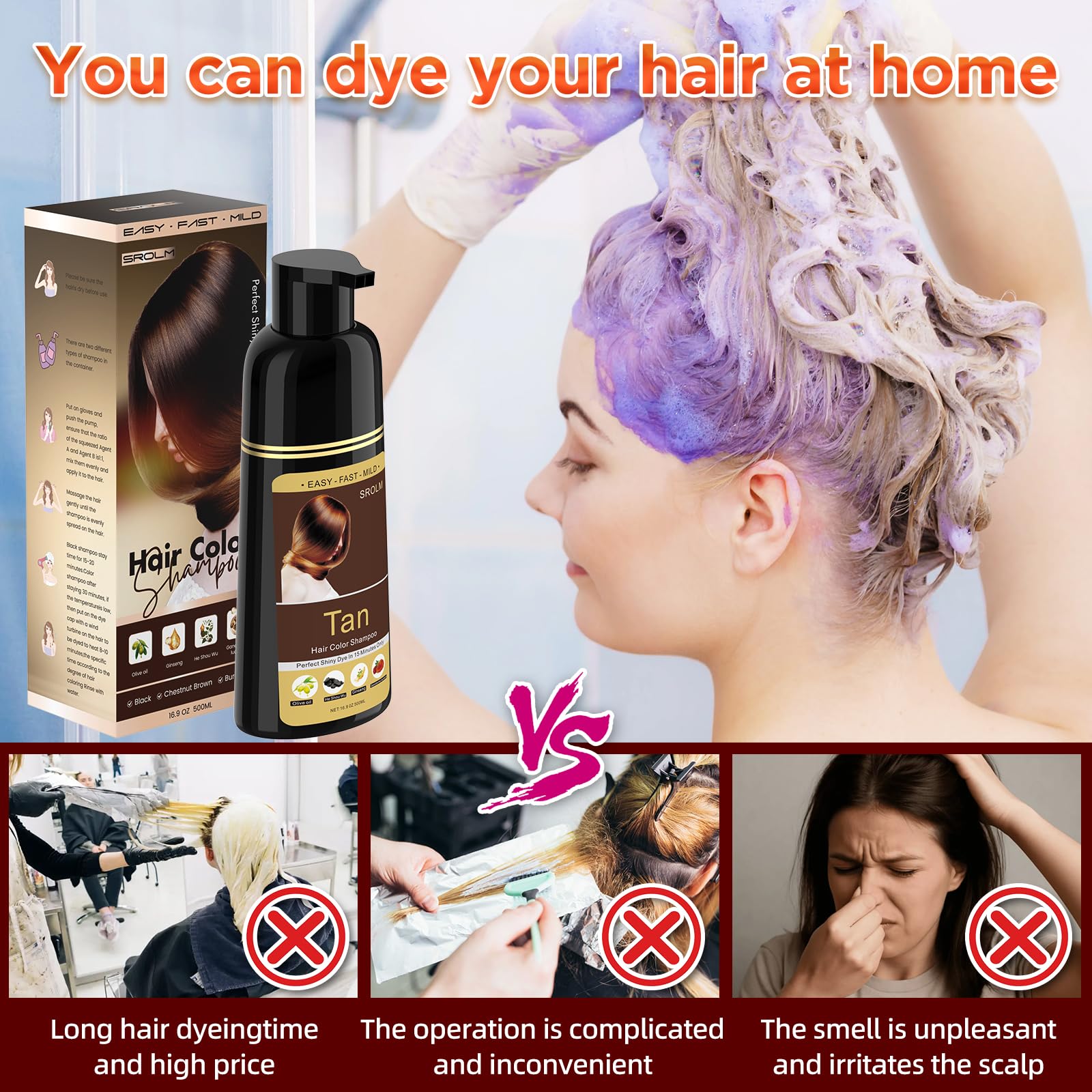 SROLM tinte para cabello: resultado uniforme y duradero.