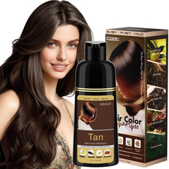 SROLM todo-en-1 tinte para cabello, frente de la botella, color natural y práctico.