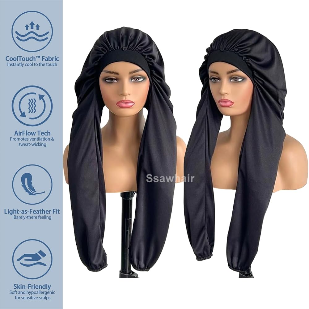 Ssawhair bonete de medias para trenzas, evita roces nocturnos.