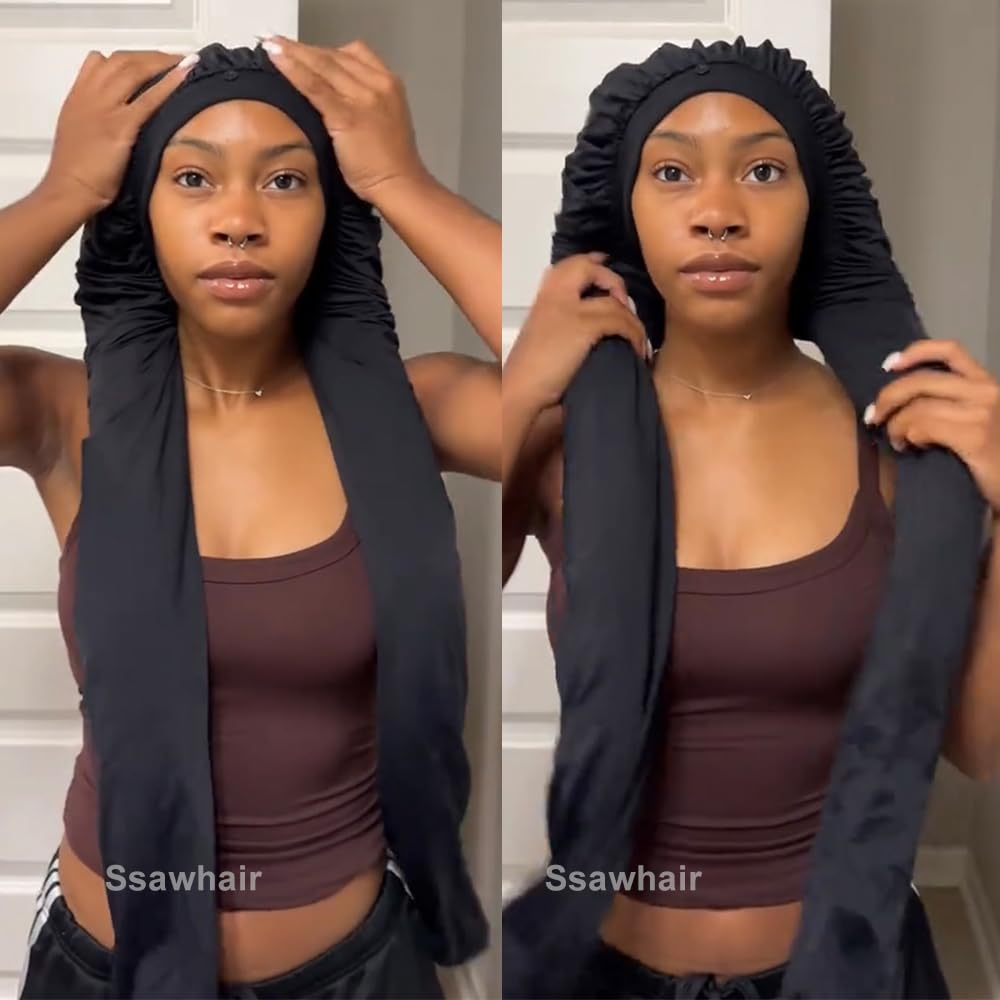 Ssawhair bonete para dormir y cuidar trenzas, reduce el desorden nocturno.