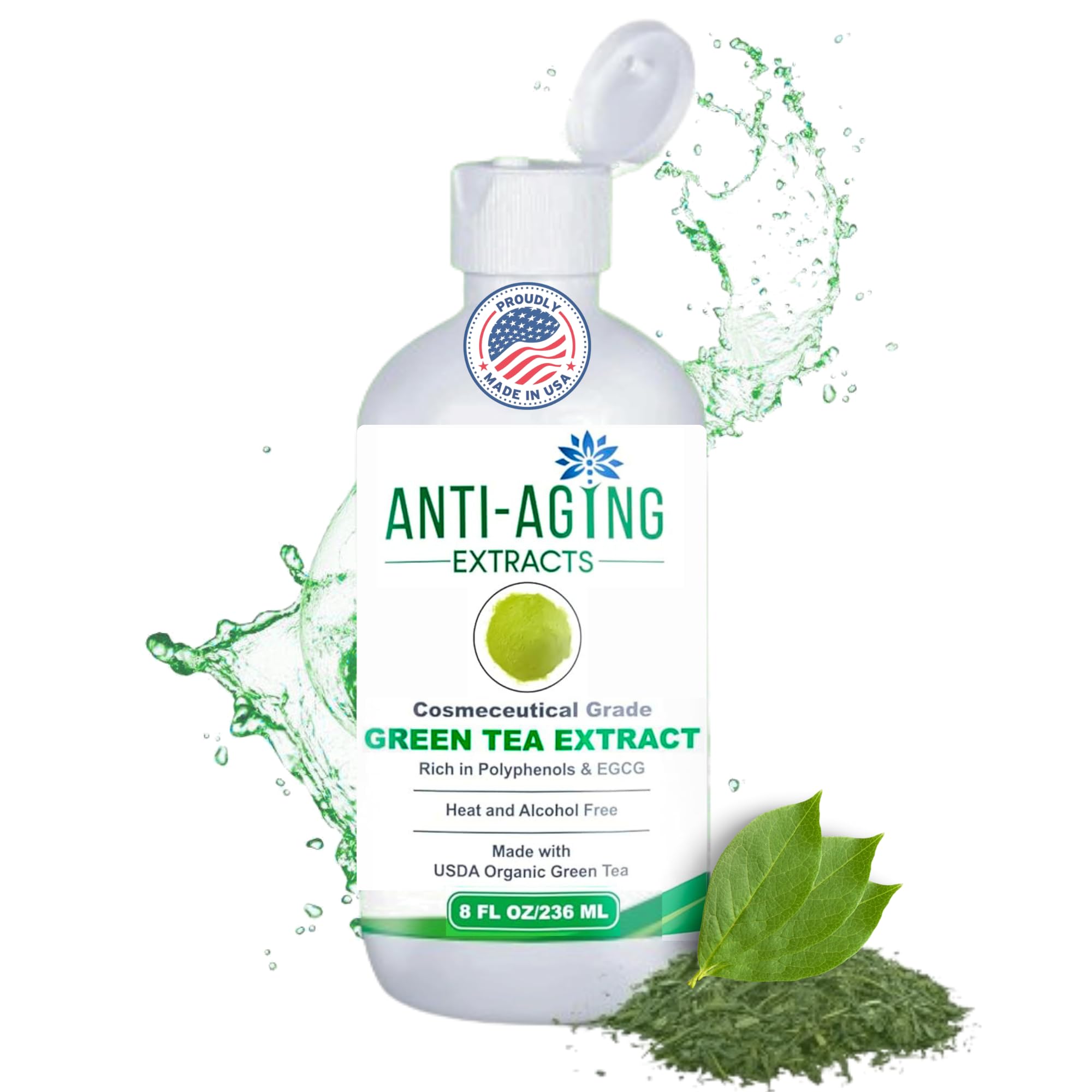 St. Croix Products botella de té verde, uso diario para piel y cabello.