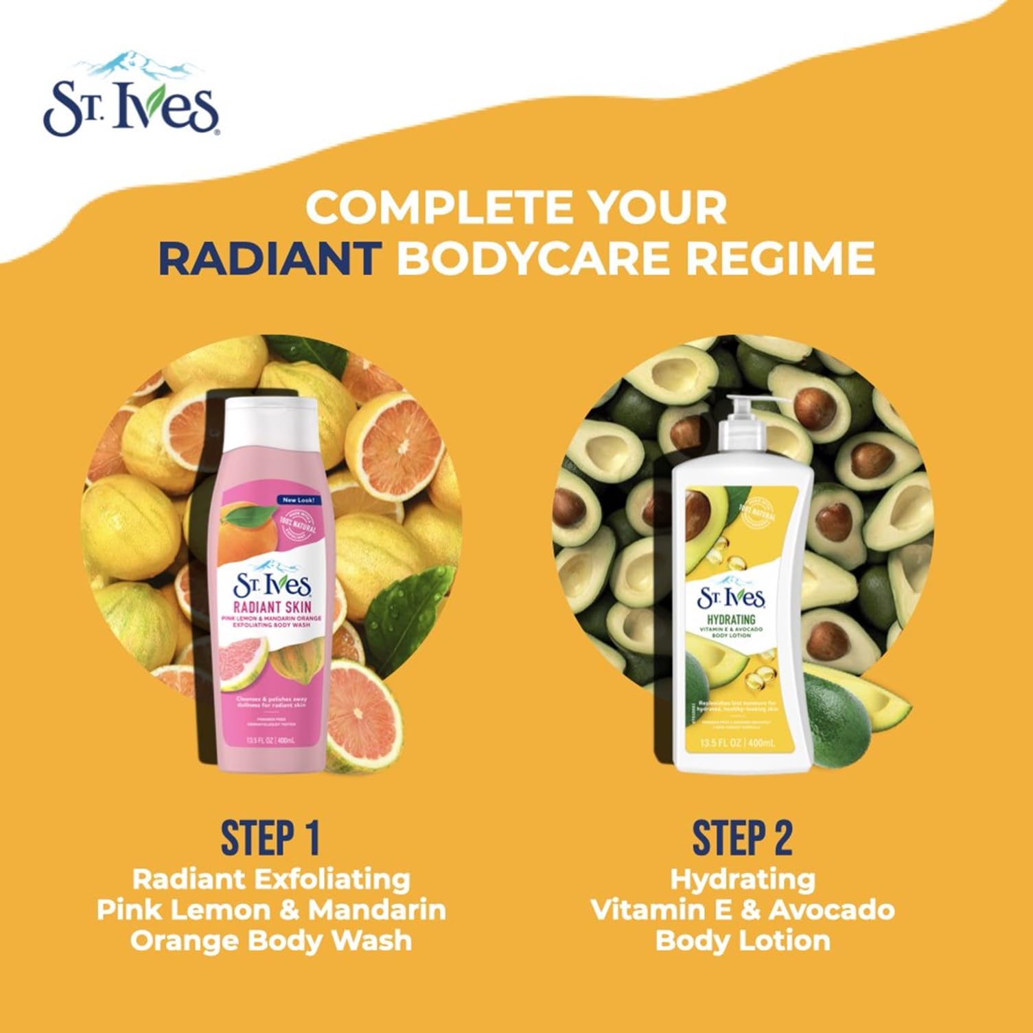 St. Ives Envase reciclado, 25 por ciento para un cuidado más sostenible.