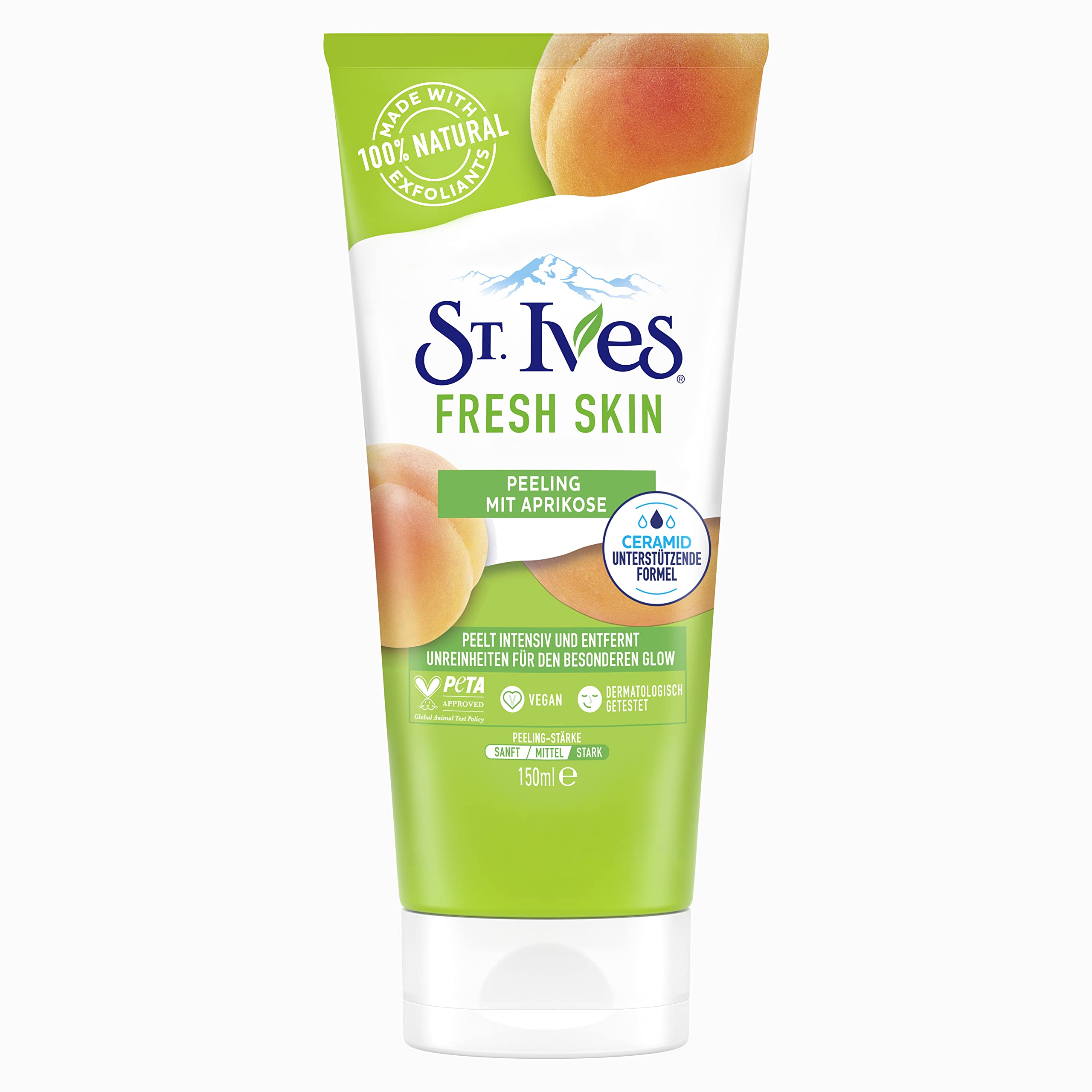 St. Ives exfoliante albaricoque: envase compacto para uso diario.