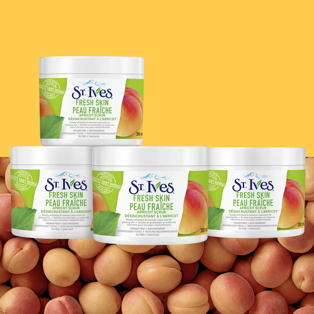 St. Ives Exfoliante Albaricoque, envase compacto ideal para viaje.