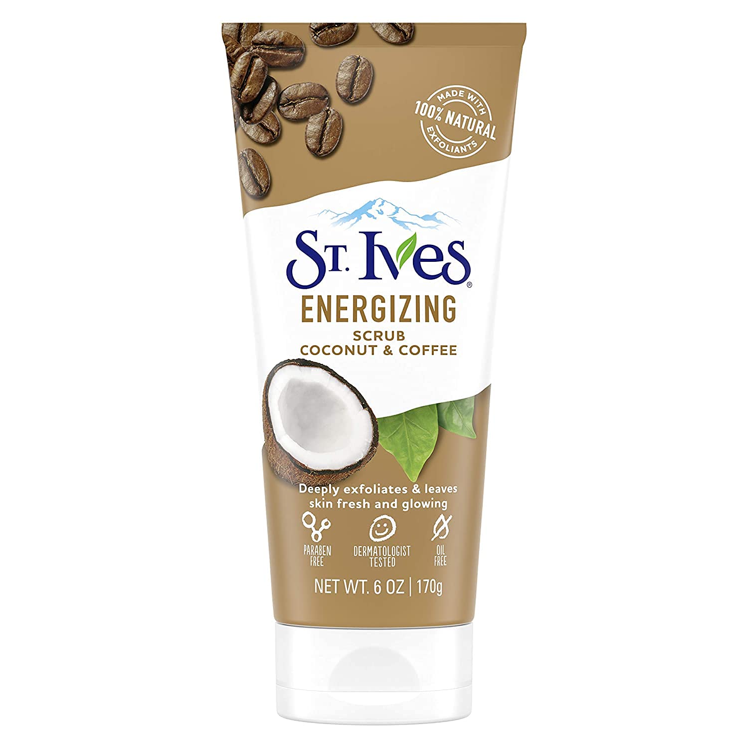 St. Ives Exfoliante Coco Café tarro, exfoliación profunda para poros limpios.