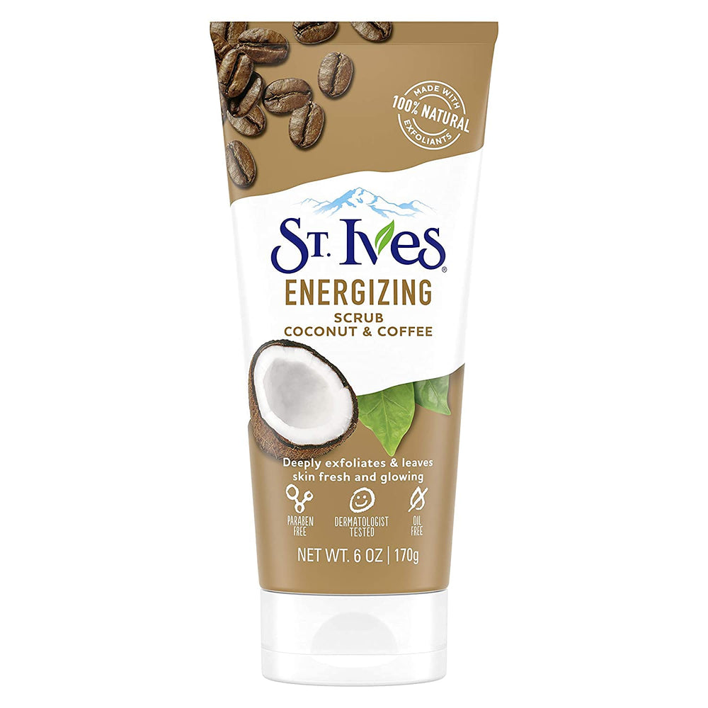 St. Ives Exfoliante Coco Café tarro, exfoliación profunda para poros limpios.