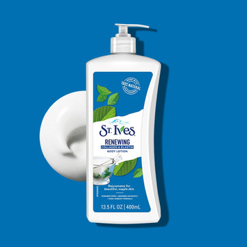 St. Ives Loción corporal renovadora, textura cremosa para hidratación diaria y suavidad duradera.
