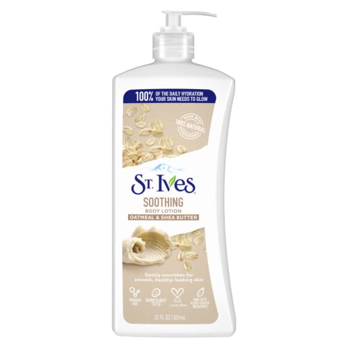 St. Ives lotion avoine beurre karité pour peau sèche, texture riche et nourrissante.