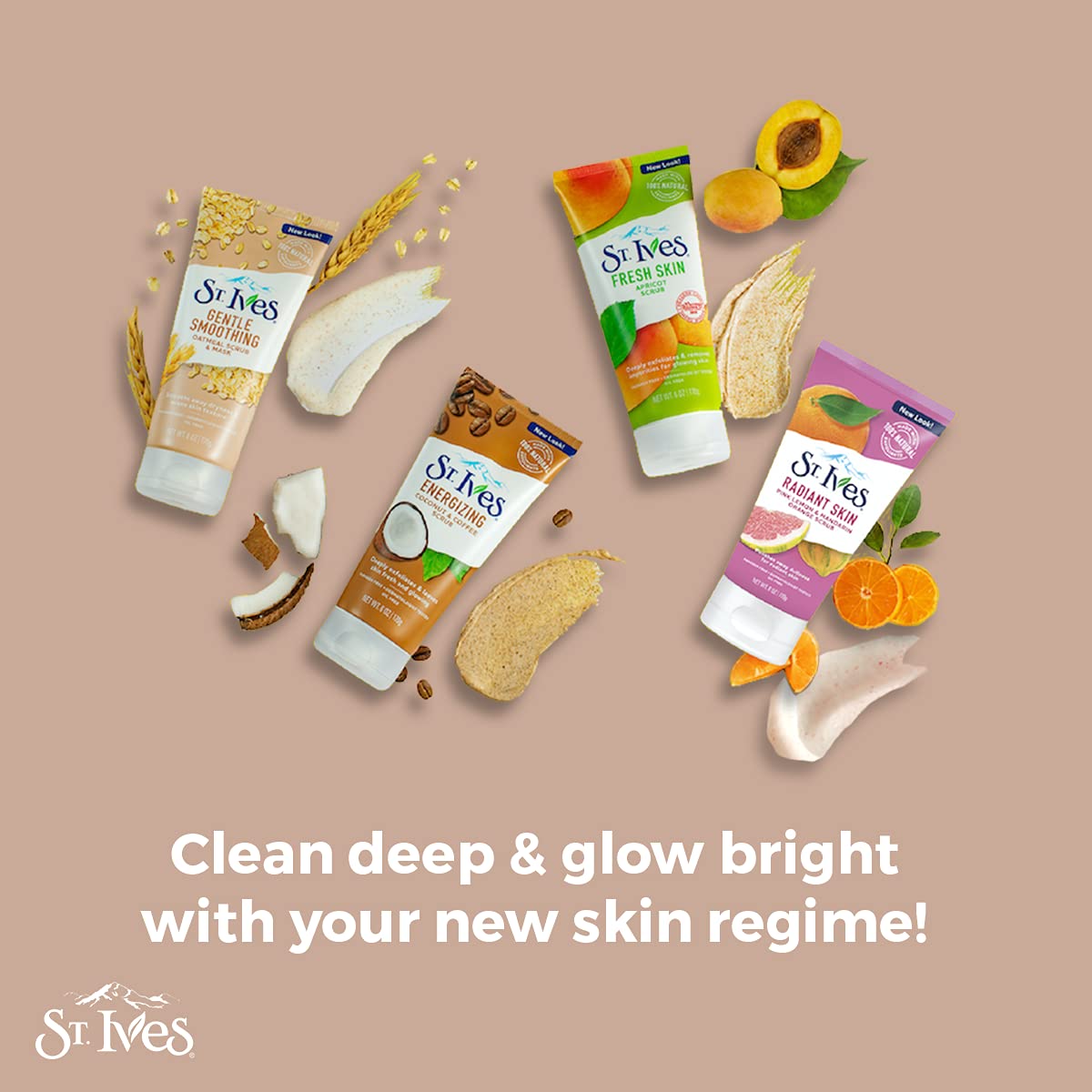 St. Ives mascarilla 5–7 minutos para nutrición rápida.