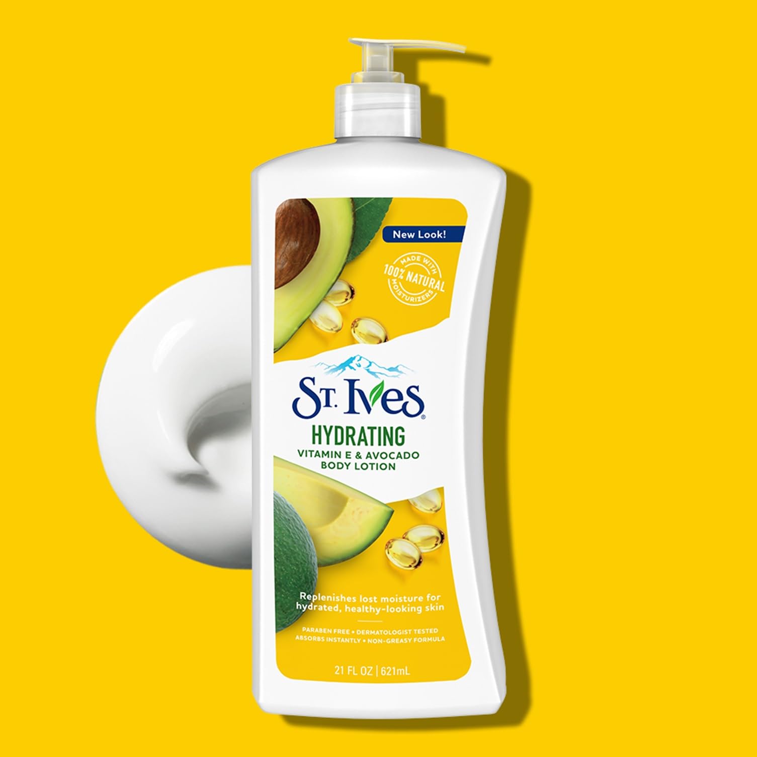 St. Ives Textura cremosa, la loción se desliza suavemente sobre la piel.