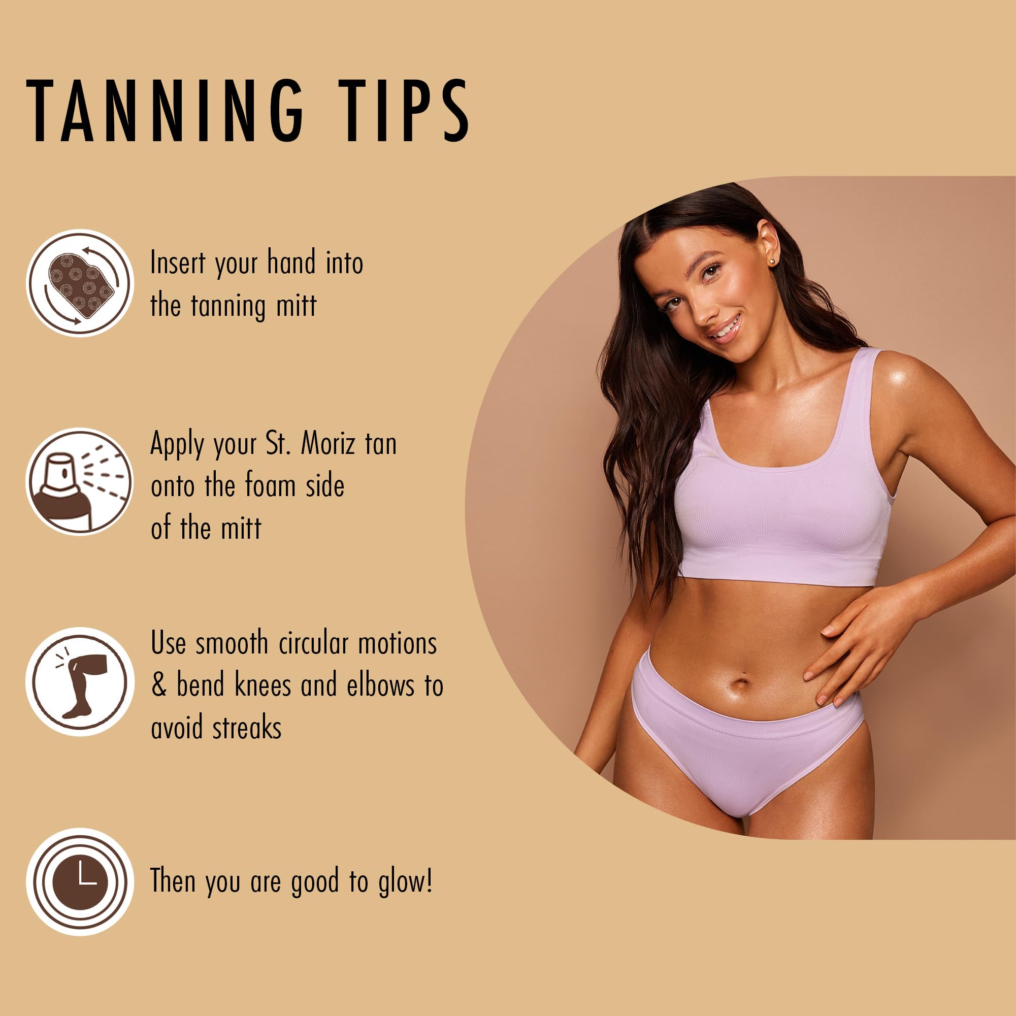 St. Moriz Guante terciopelo Bronceado: ideal para zonas difíciles.