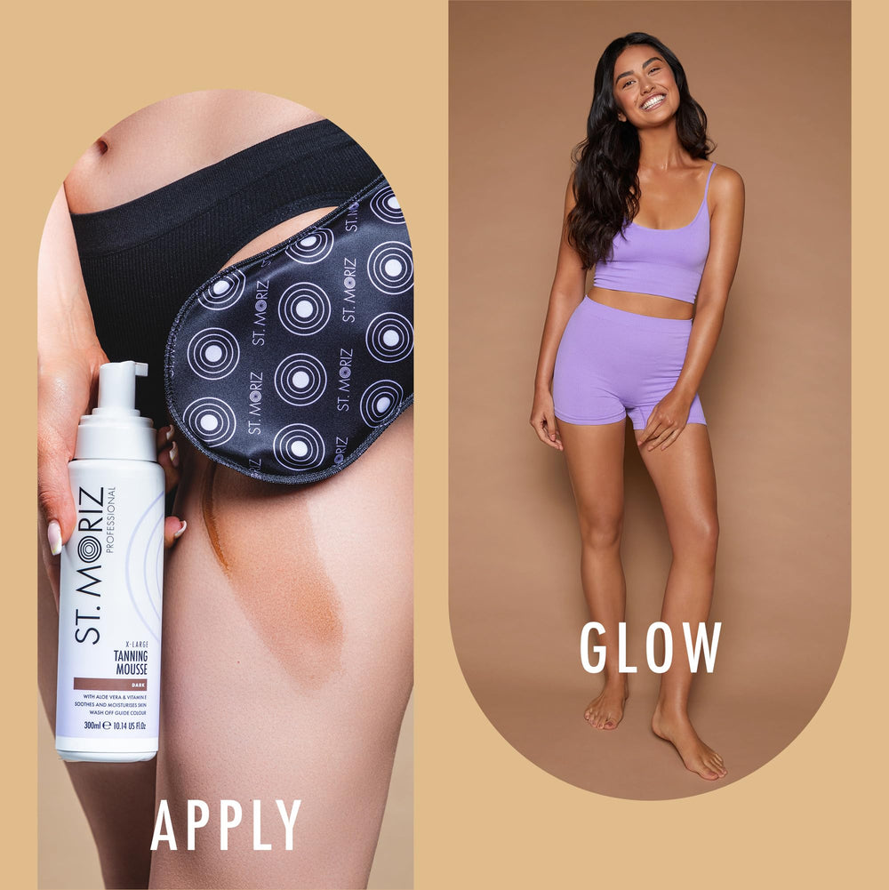 St. Moriz Guante terciopelo Bronceado: uso con mousse para cobertura pareja.