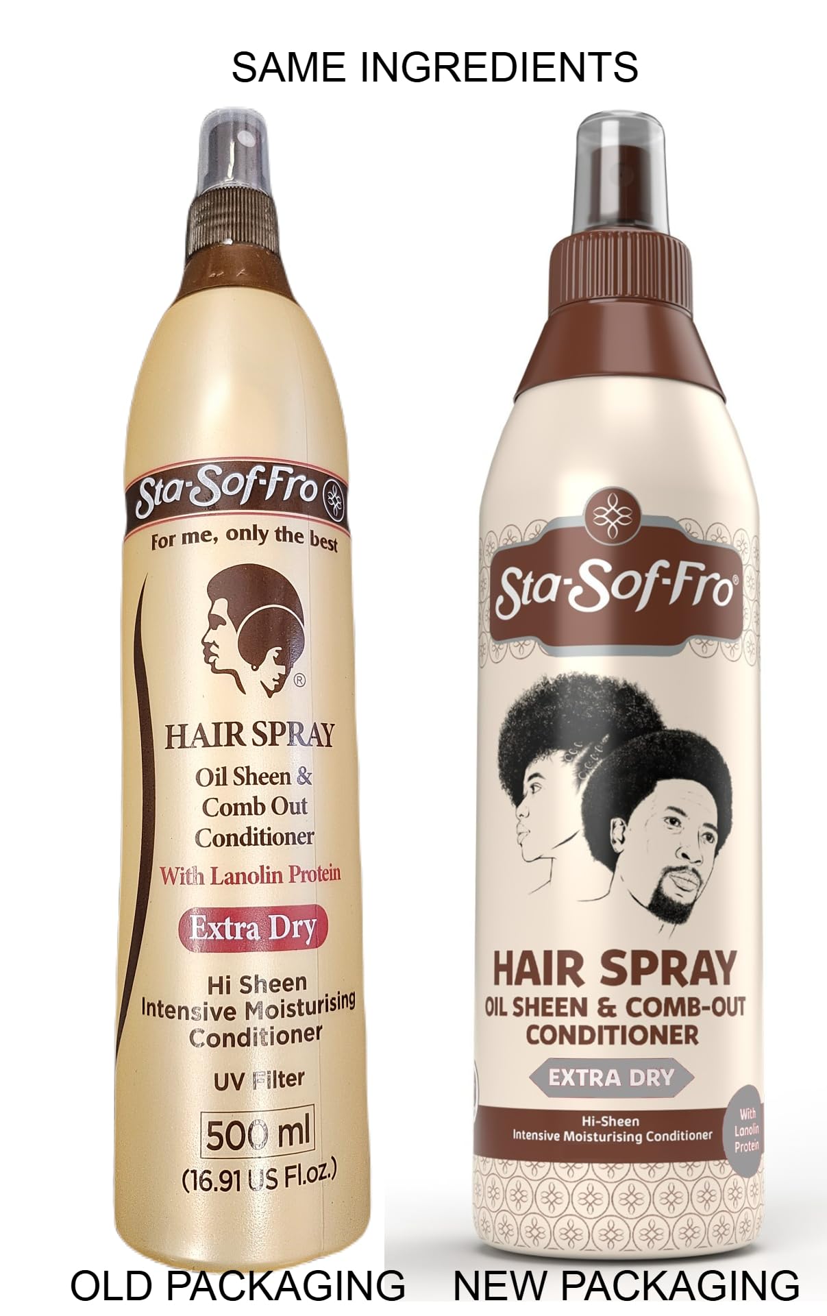 Sta-Sof-Fro aerosol capilar, uso diario para cabello seco, mejora manejo y nutrición.