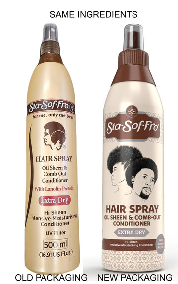 Sta-Sof-Fro aerosol capilar, uso diario para cabello seco, mejora manejo y nutrición.