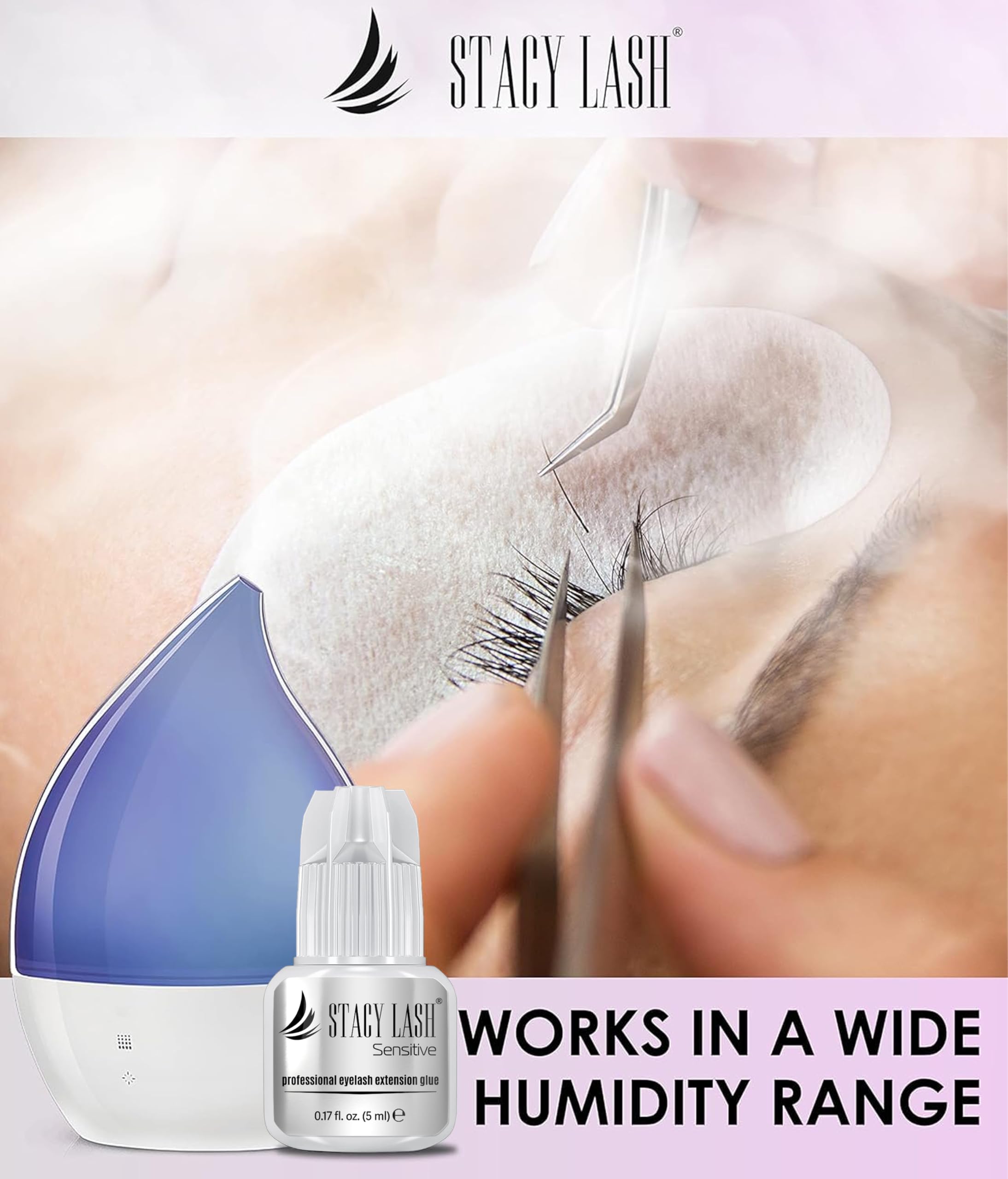Apto para pestañas sensibles con STACY LASH, cuidado y comodidad.
