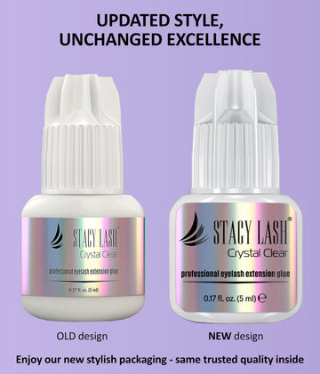 STACY LASH Crystal Clear glue label detail with usage guidance