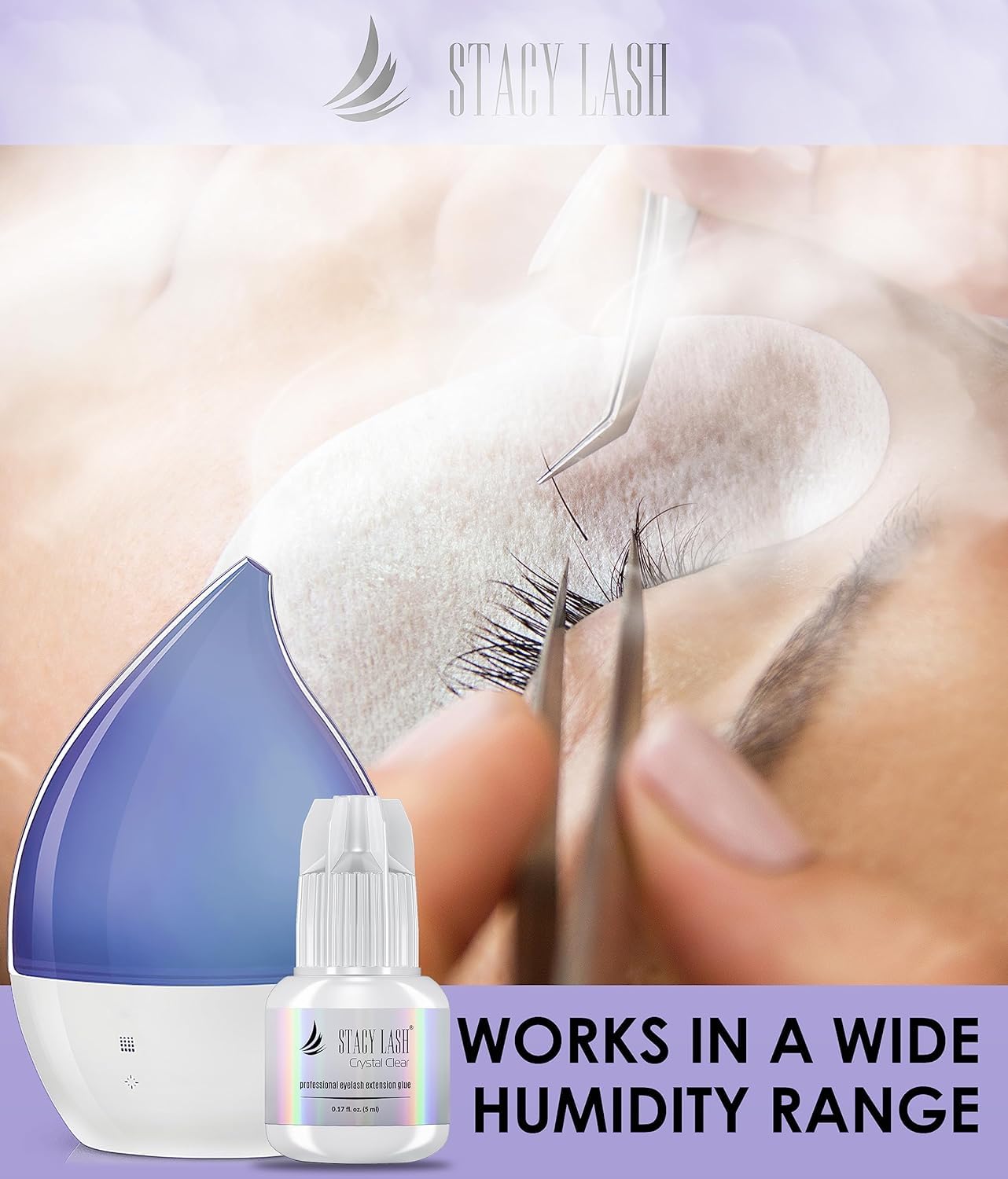 STACY LASH Crystal Clear glue low fumes for comfortable lash sessions